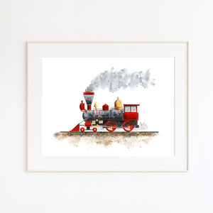Red Steam Train Nursery Art