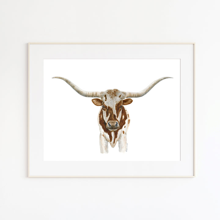 Texas Longhorn Watercolor Painting