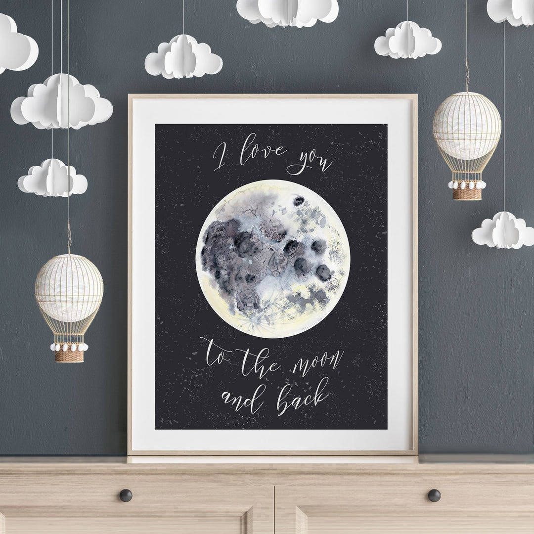 I Love You to the Moon and Back Wall Art Baby Gift