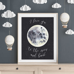 I Love You to the Moon and Back Wall Art Baby Gift