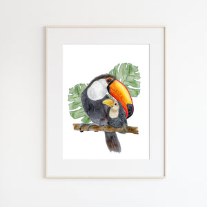 Mom and Baby Toucan Nursery Art