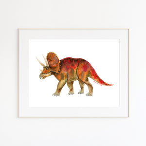 Triceratops Watercolor Illustration