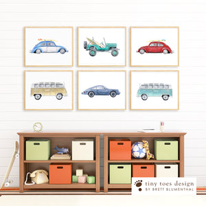 Vintage Car Nursery Art Print Set