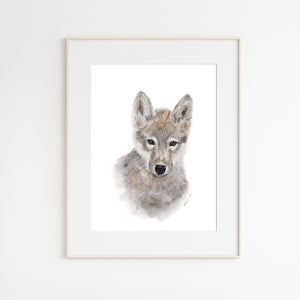 Wolf Pup Watercolor Art