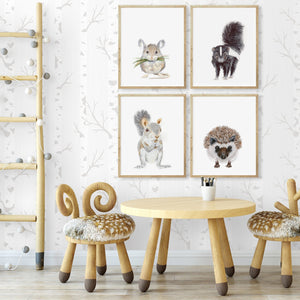 Small Woodland Baby Animal Nursery Prints