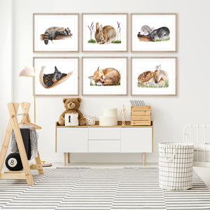 Baby Animal Watercolor Print Set