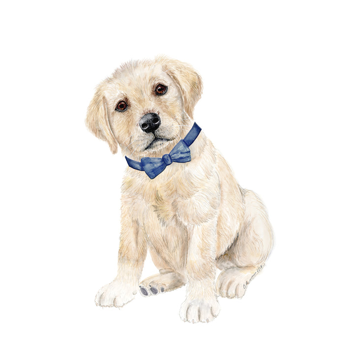 Yellow Lab Puppy with Blue Bowtie Nursery Decor