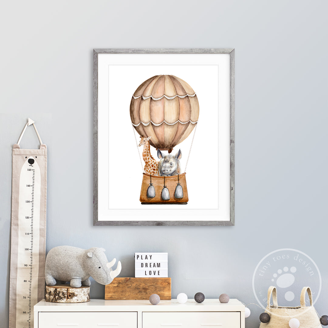 Safari Hot Air Balloon Playroom Art